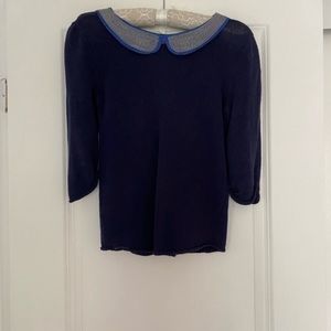 Maje metallic collar 3/4 sweater
